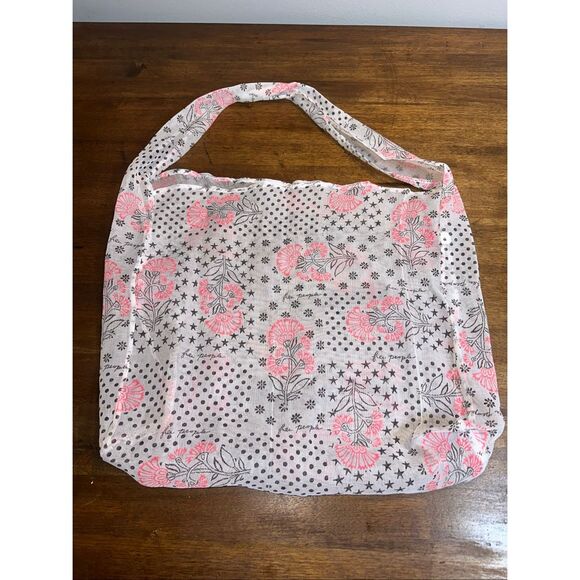 Free People Reusable Tote Bag Pink Floral Star Print - Picture 1 of 4